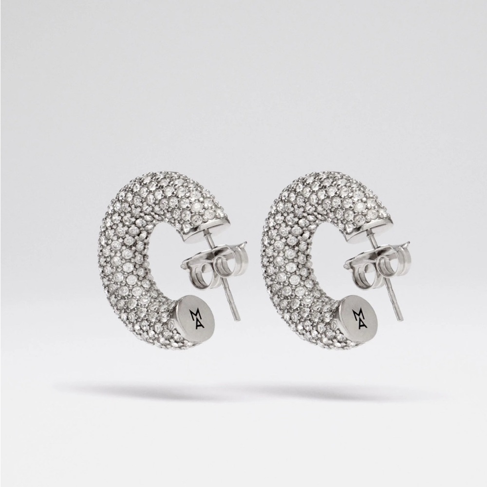 Amina Muaddi crystal cameron mini hoops 
NWOT